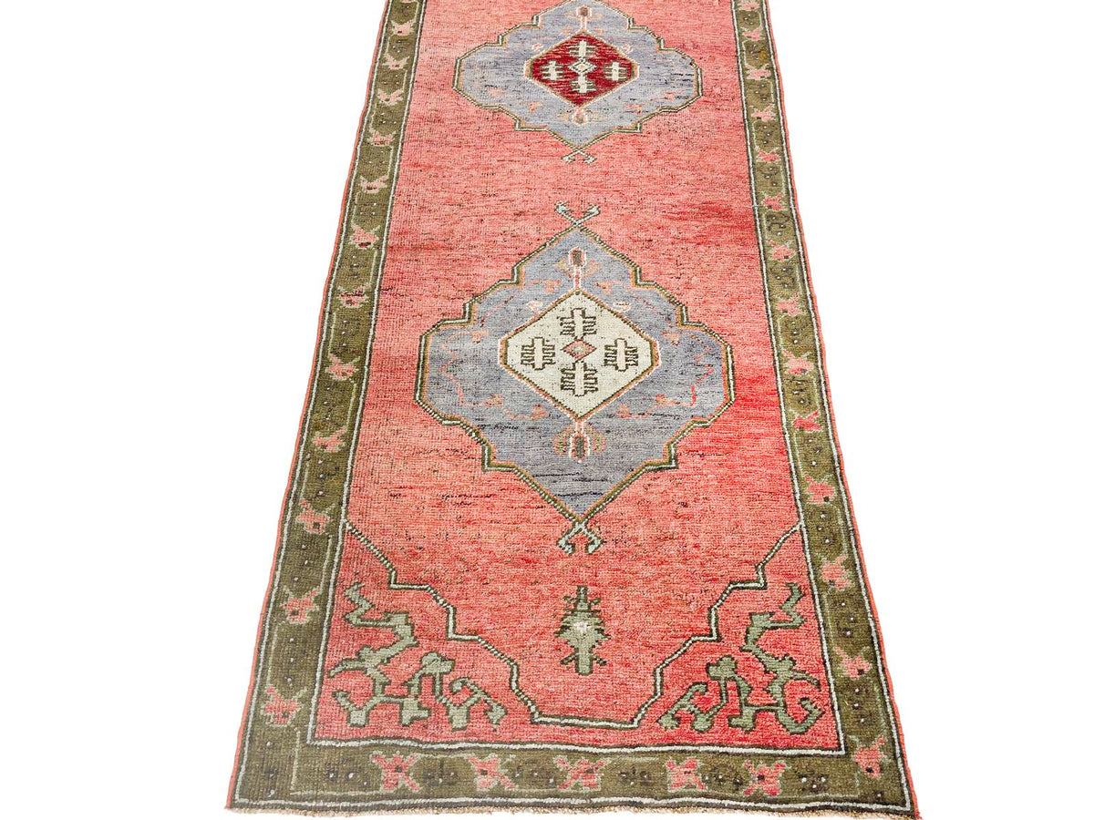 3x10 Pink and Green Turkish Tribal Runner