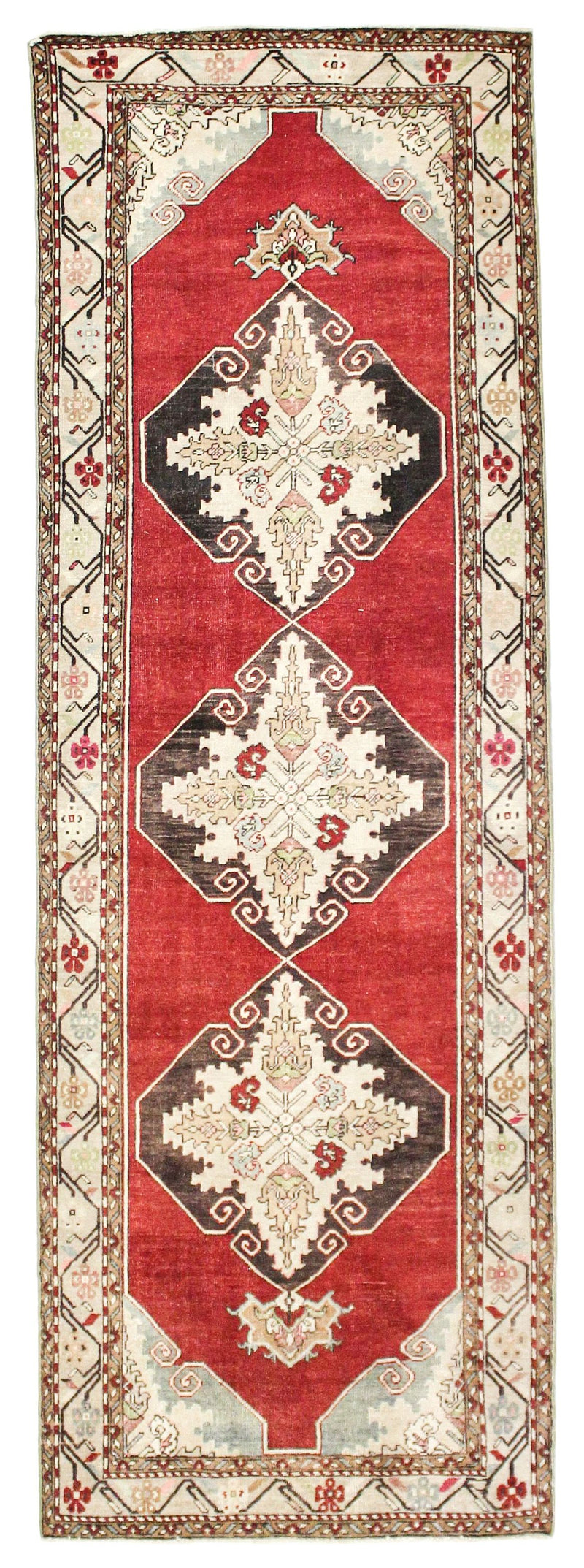 4x11 Red and Ivory Turkish Tribal Runner