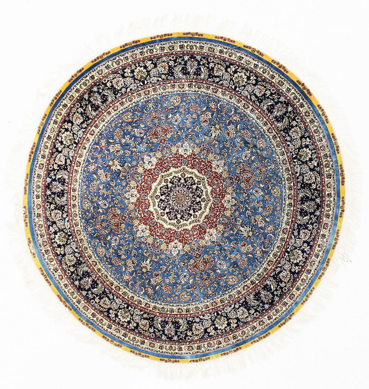 6x6 Blue and Navy Turkish Silk Rug