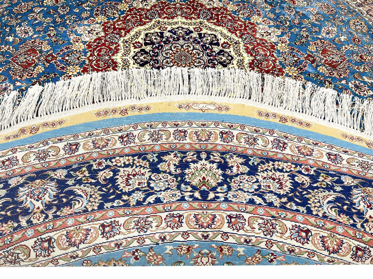 6x6 Blue and Navy Turkish Silk Rug