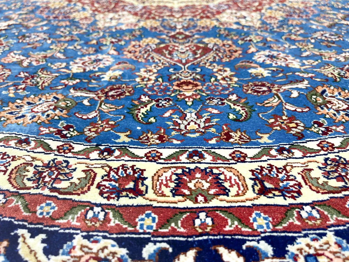 6x6 Blue and Navy Turkish Silk Rug