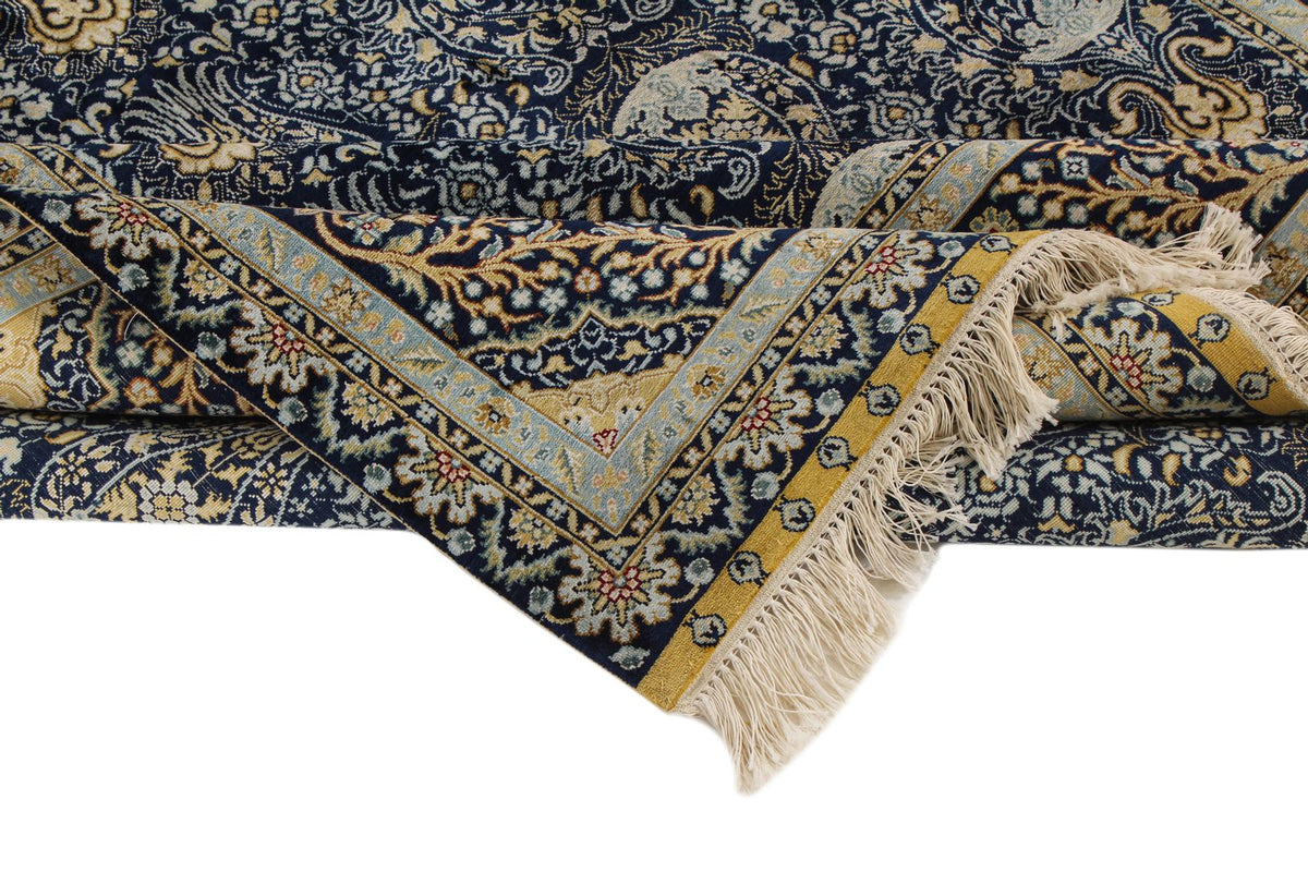 5x8 Navy Turkish Silk Rug
