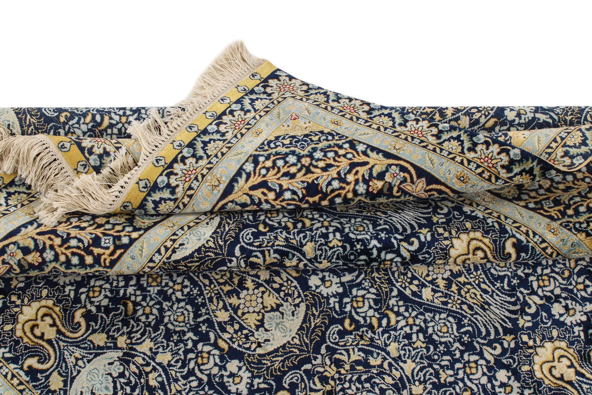 5x8 Navy Turkish Silk Rug