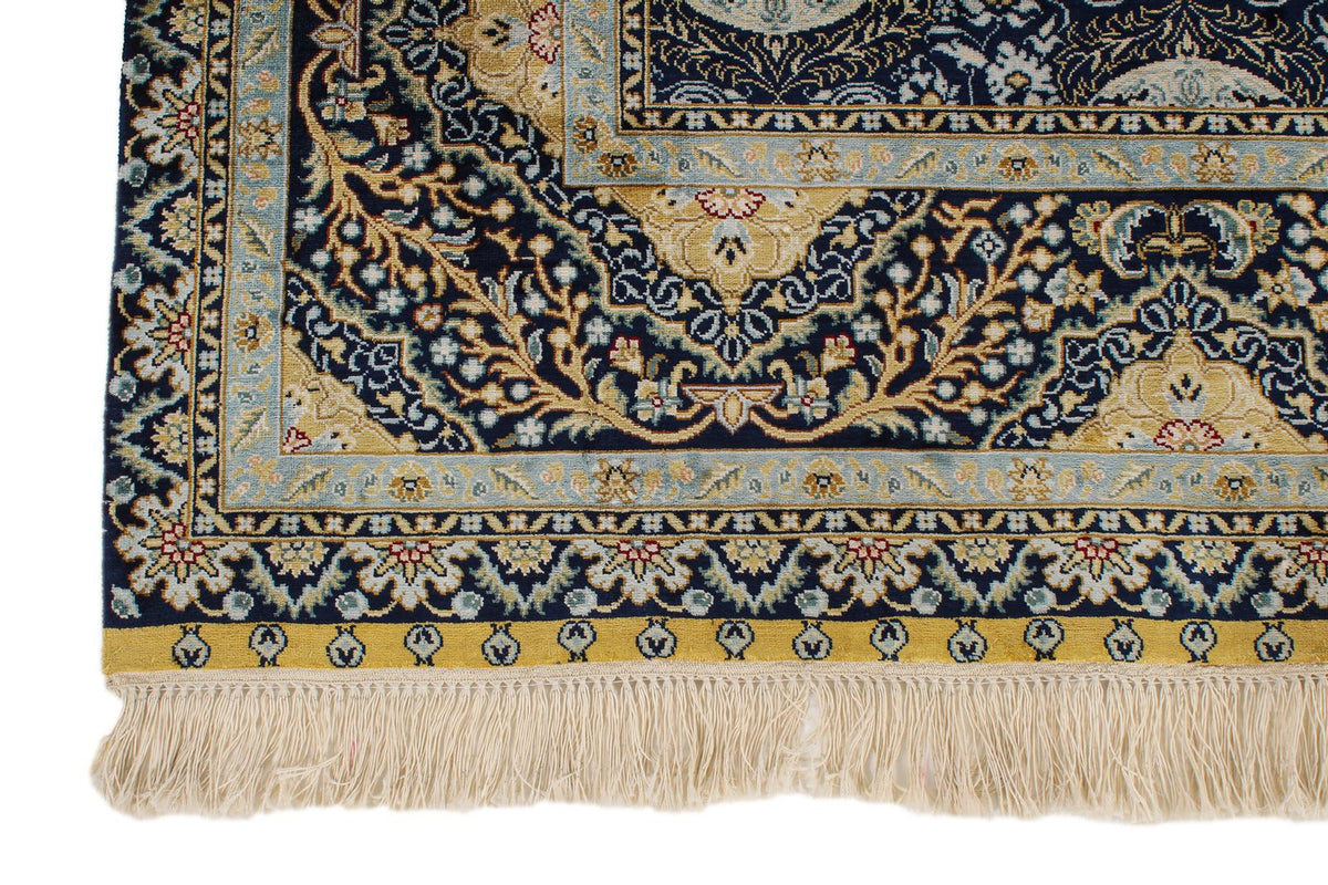 5x8 Navy Turkish Silk Rug