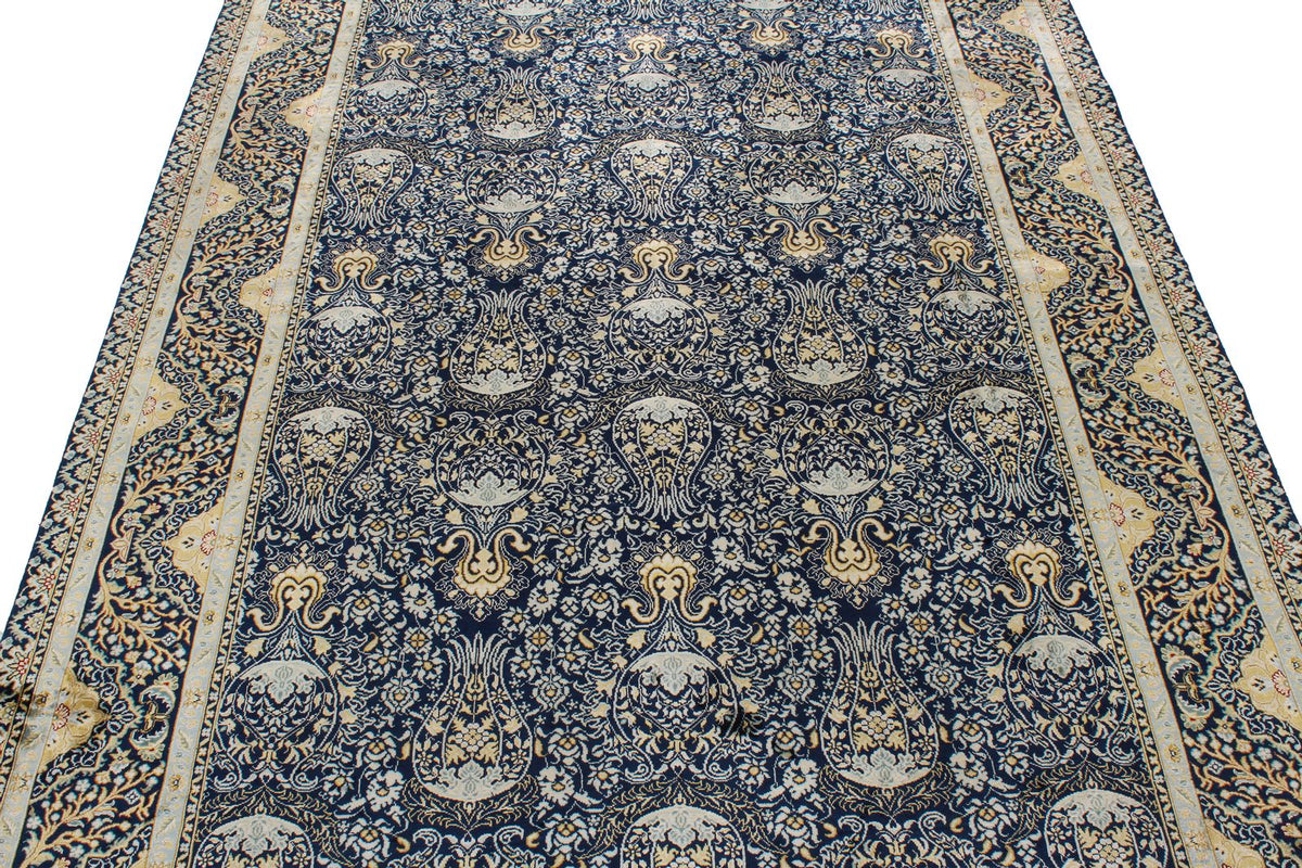 5x8 Navy Turkish Silk Rug
