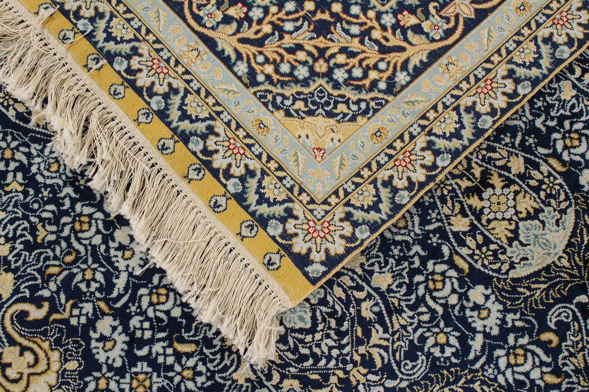 5x8 Navy Turkish Silk Rug