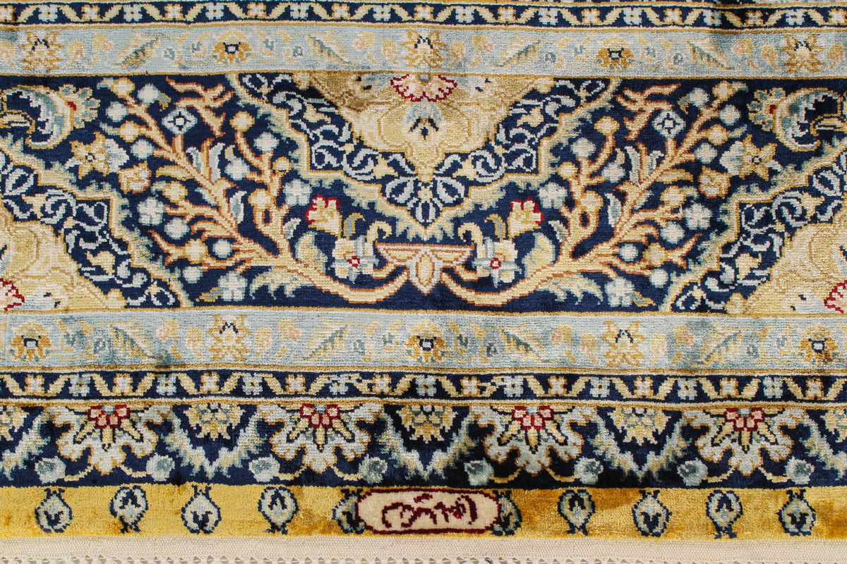 5x8 Navy Turkish Silk Rug