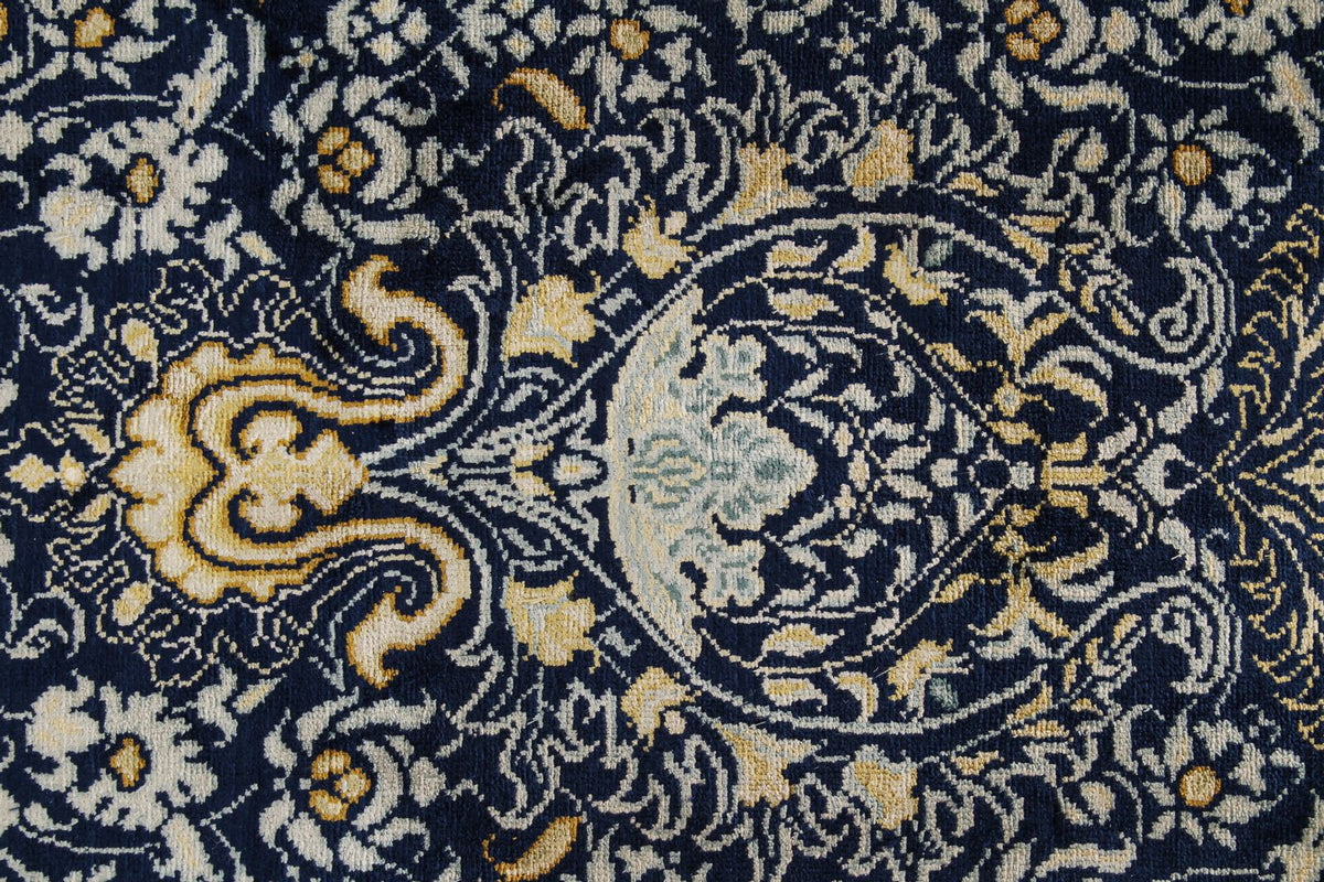 5x8 Navy Turkish Silk Rug