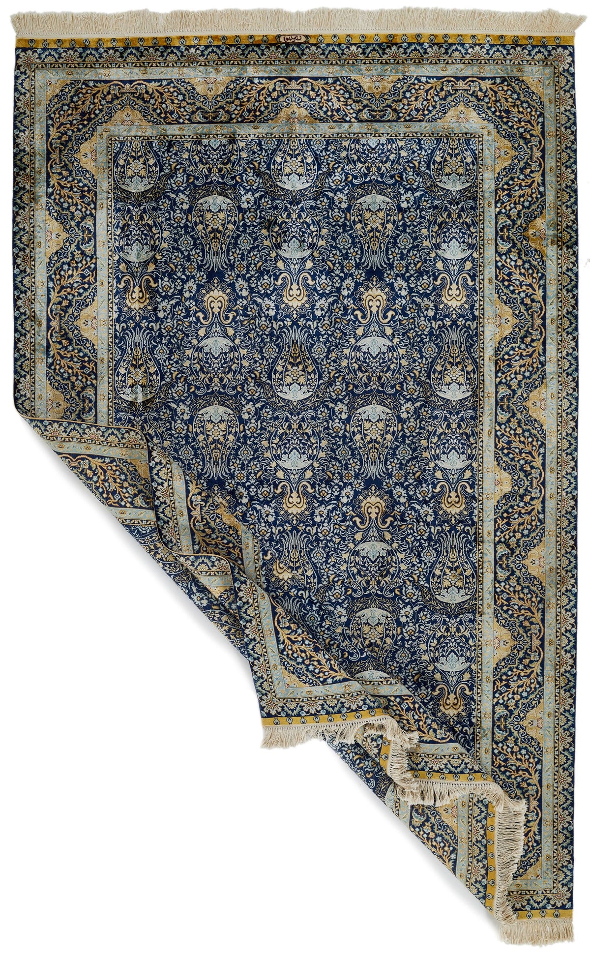 5x8 Navy Turkish Silk Rug