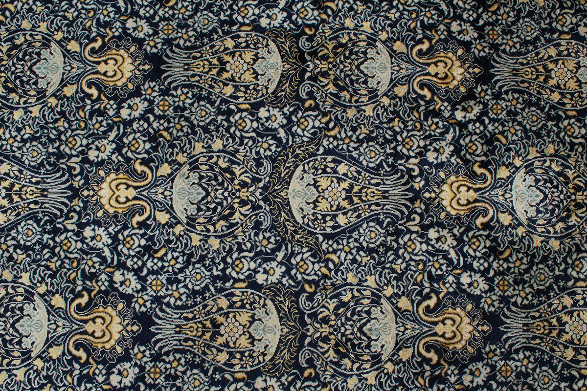 5x8 Navy Turkish Silk Rug