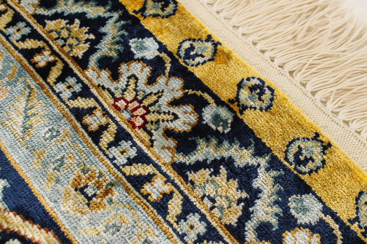 5x8 Navy Turkish Silk Rug