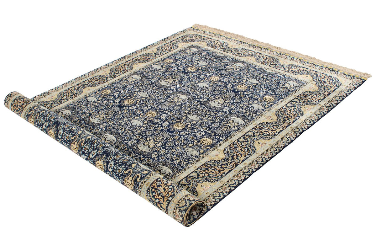 5x8 Navy Turkish Silk Rug