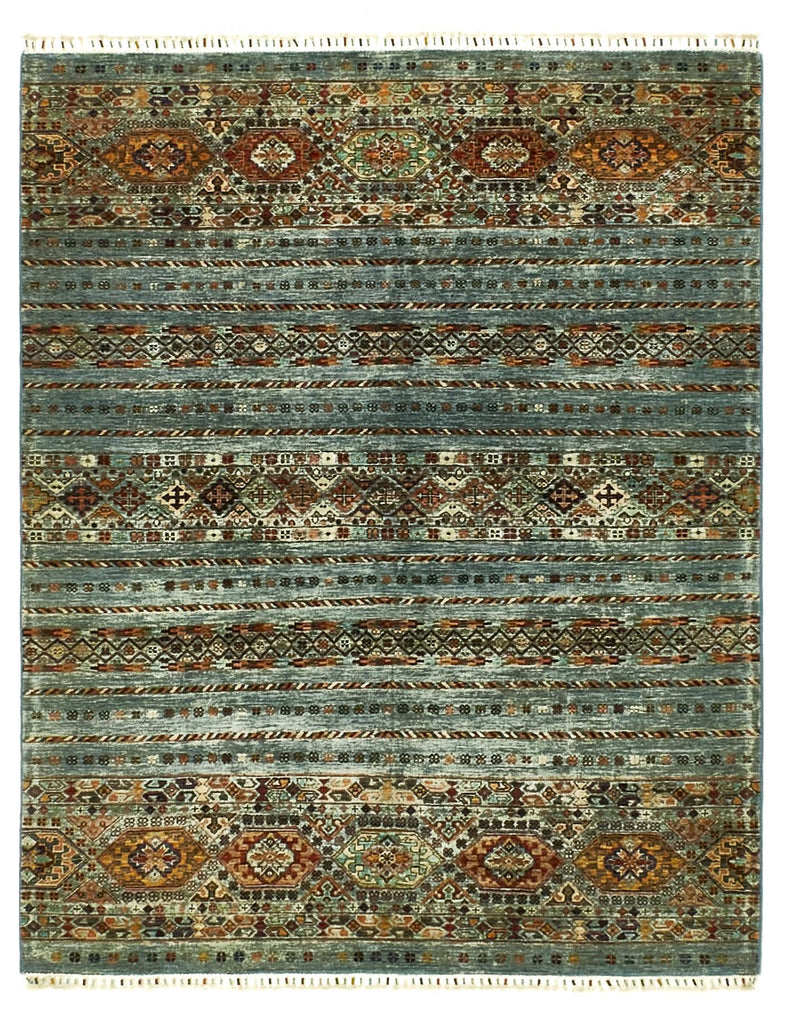 Vintage Handmade 5x7 Blue and Multicolor Anatolian Turkish Tribal Distressed Area Rug