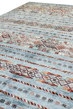 Vintage Handmade 5x7 Blue and Multicolor Anatolian Turkish Tribal Distressed Area Rug
