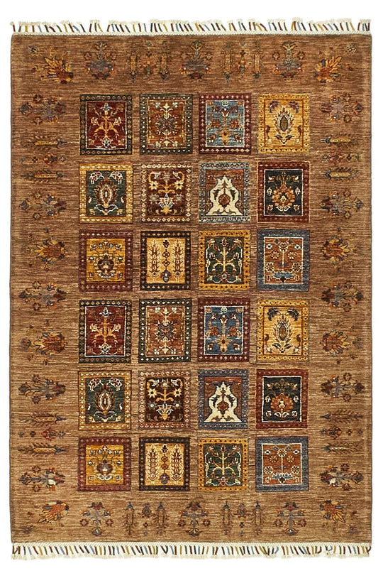 4x6 Brown and Multicolor Tribal Rug