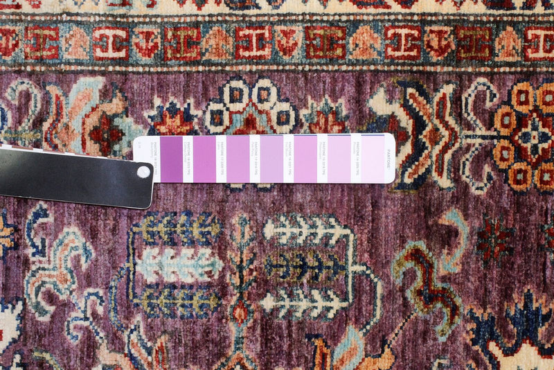 3x13 Purple and Ivory Kazak Tribal Runner