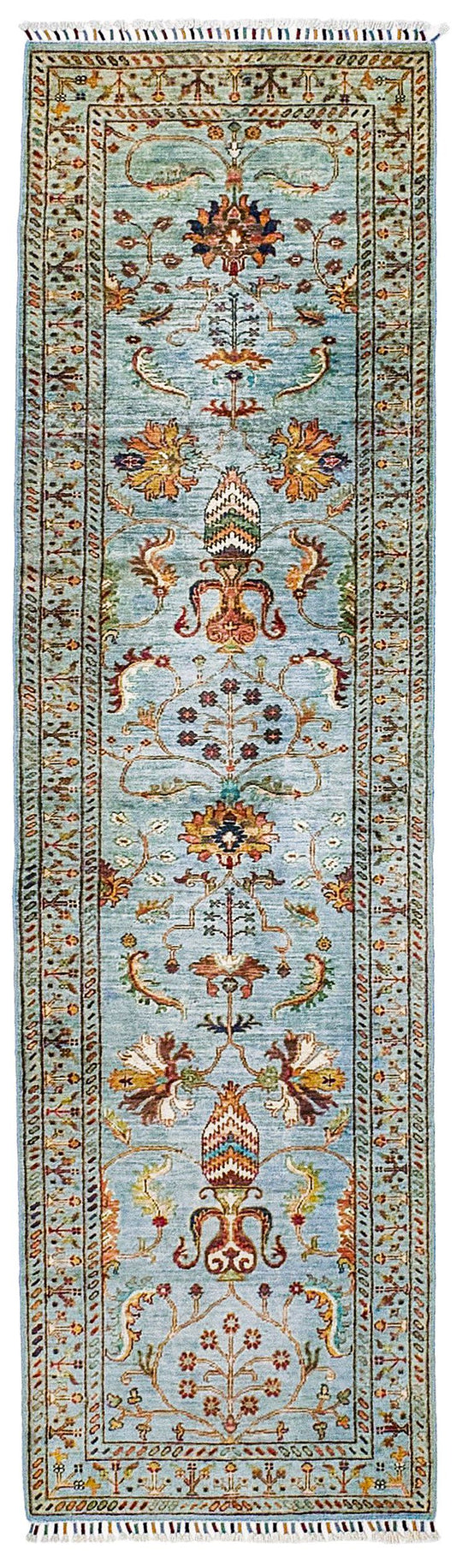 3x10 Blue and Multicolor Turkish Tribal Runner