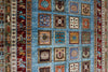 6x8 Blue and Red Turkish Tribal Rug