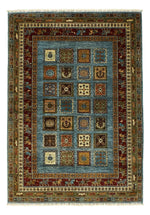 Vintage Handmade 6x8, Blue and Red Anatolian Turkish Tribal Distressed Area Rug