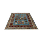 6x8 Blue and Red Turkish Tribal Rug