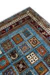 6x8 Blue and Red Turkish Tribal Rug