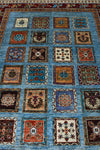 6x8 Blue and Red Turkish Tribal Rug