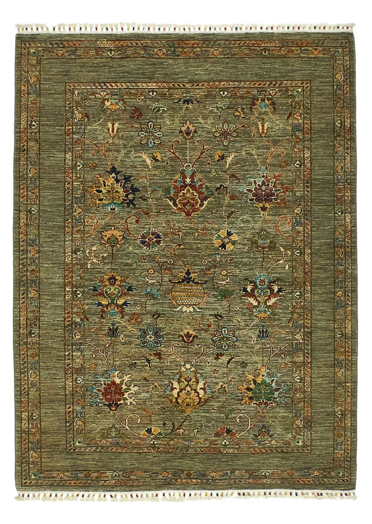 5x7 Gray and Multicolor Turkish Tribal Rug
