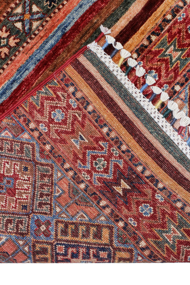Vintage Handmade 5x7 Red and Multicolor Anatolian Turkish Tribal Distressed Area Rug