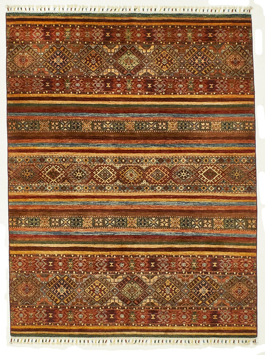5x7 Red and Multicolor Tribal Rug