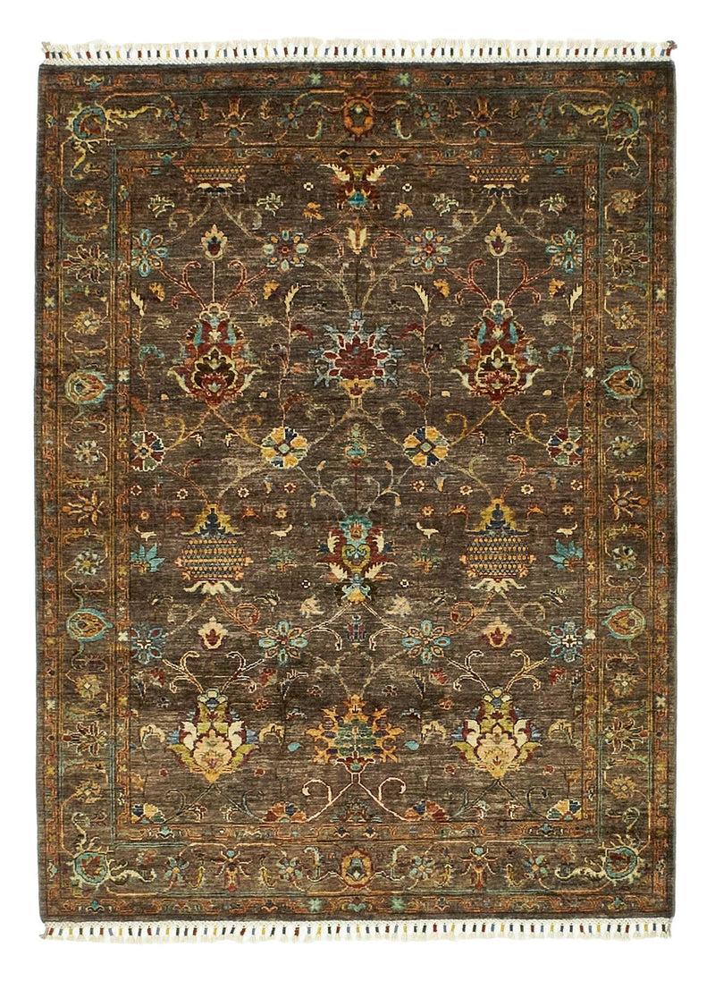 5x7 Brown and Multicolor Turkish Tribal Rug