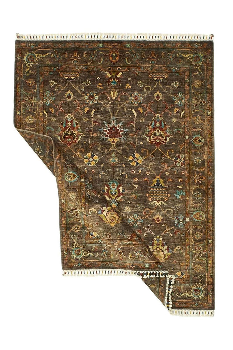 Vintage Handmade 5x7 Brown and Multicolor Anatolian Turkish Tribal Distressed Area Rug