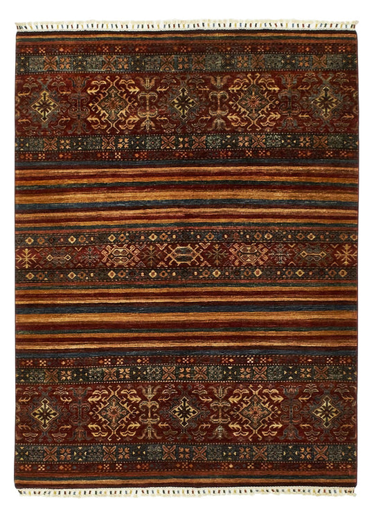 5x7 Red and Multicolor Tribal Rug