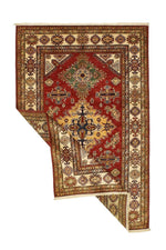 Vintage Handmade 5x7 Red and Ivory Anatolian Caucasian Tribal Distressed Area Rug