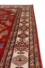 Vintage Handmade 5x7 Red and Ivory Anatolian Caucasian Tribal Distressed Area Rug