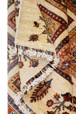 4x6 Ivory and Multicolor Turkish Tribal Rug