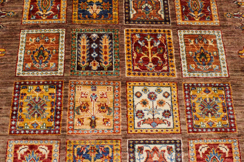 4x6 Brown and Multicolor Turkish Tribal Rug
