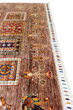 4x6 Brown and Multicolor Turkish Tribal Rug