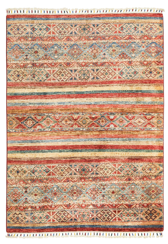 4x6 Red and Multicolor Tribal Rug