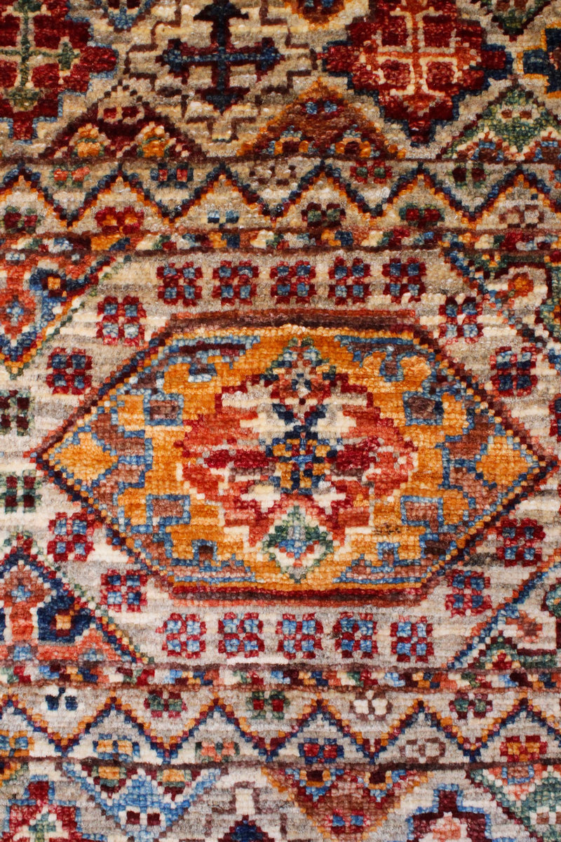 Vintage Handmade 4x7 Red and Multicolor Anatolian Turkish Tribal Distressed Area Rug