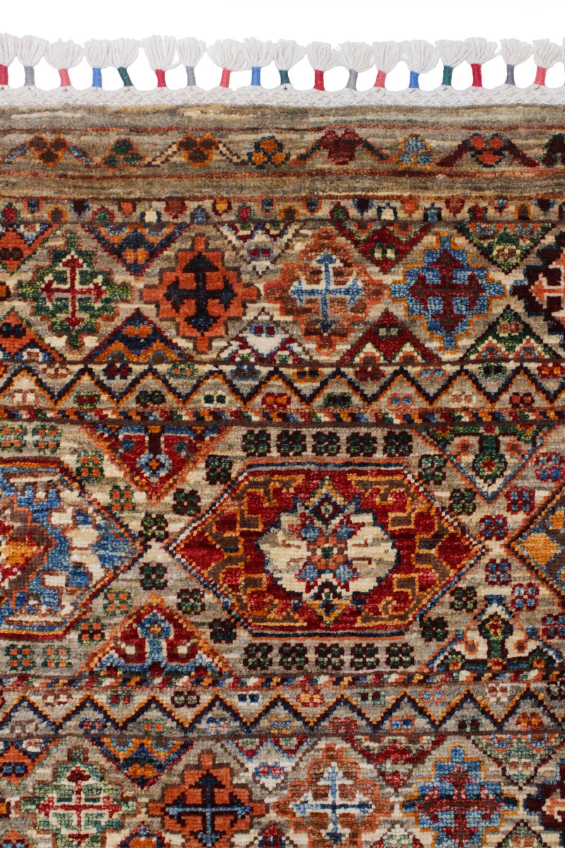 Vintage Handmade 4x7 Red and Multicolor Anatolian Turkish Tribal Distressed Area Rug