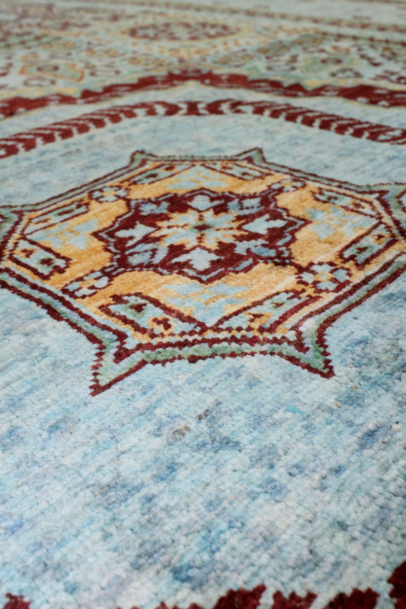 Vintage, Handmade, 6x9, Blue and Multicolor, Anatolian Turkish, Traditional Distressed, Area Rug