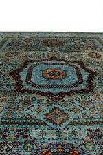 Vintage, Handmade, 6x9, Blue and Multicolor, Anatolian Turkish, Traditional Distressed, Area Rug