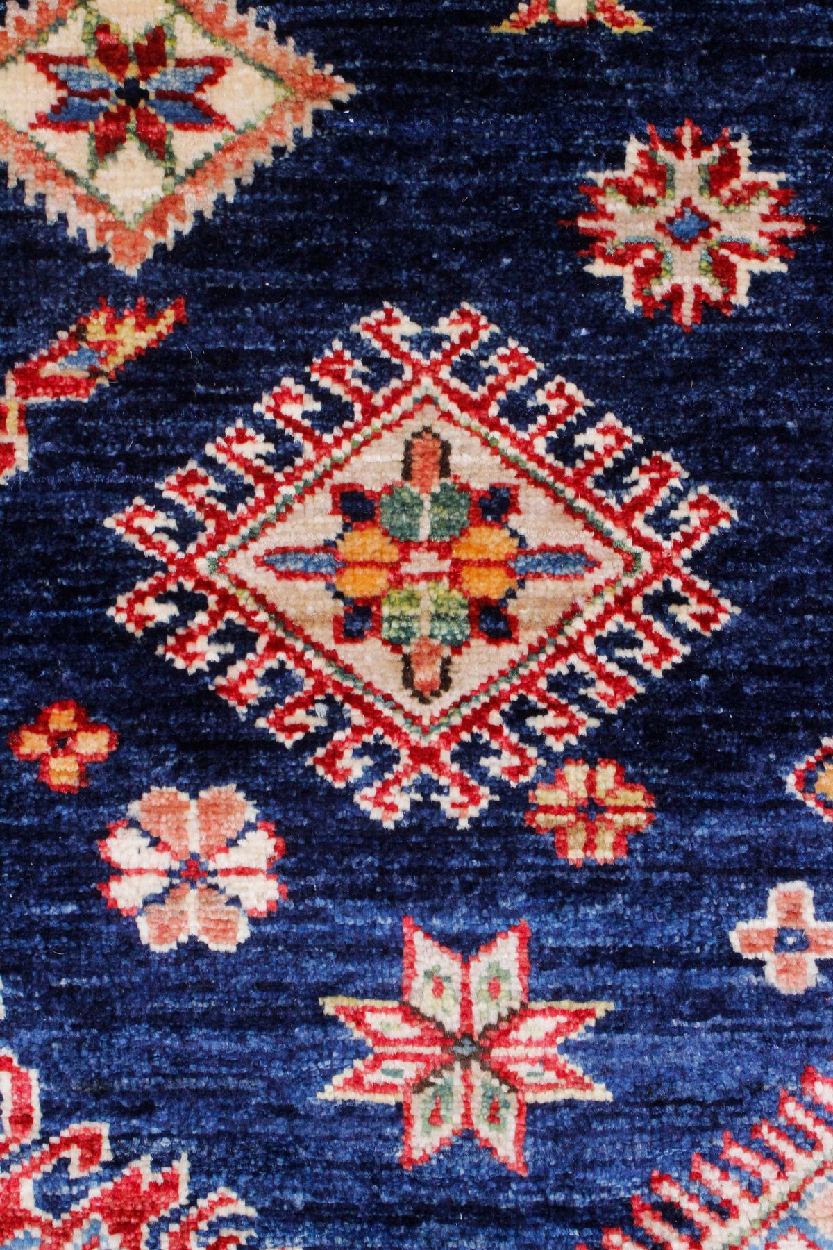8x10 Navy and Red Kazak Tribal Rug