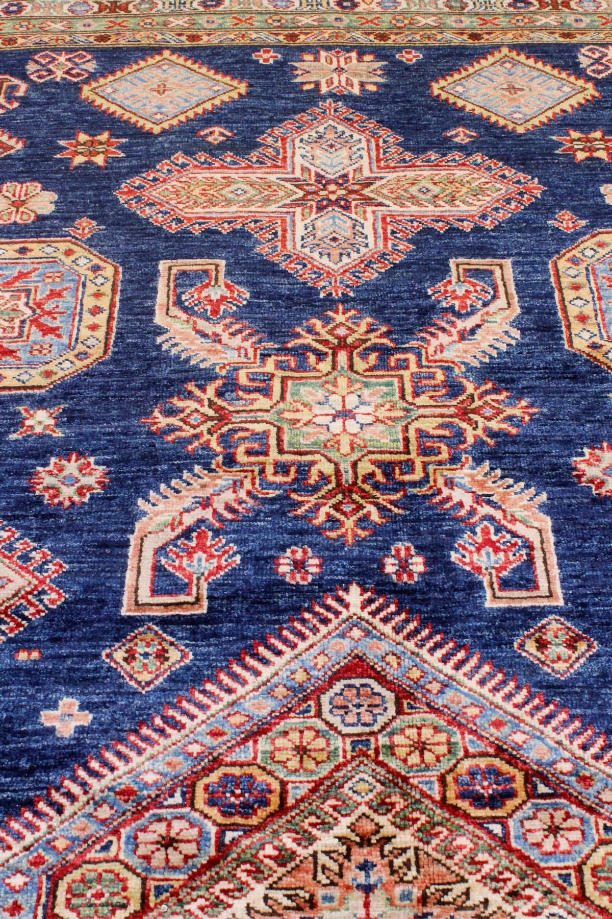 8x10 Navy and Red Kazak Tribal Rug