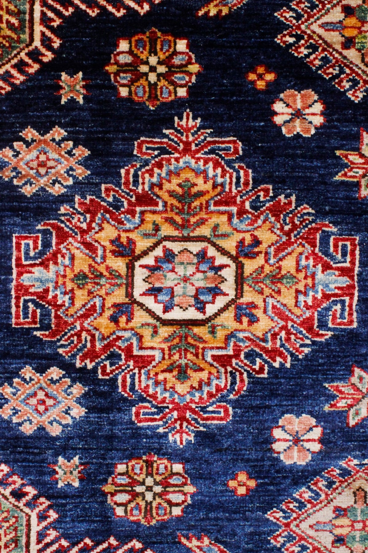 8x10 Navy and Red Kazak Tribal Rug