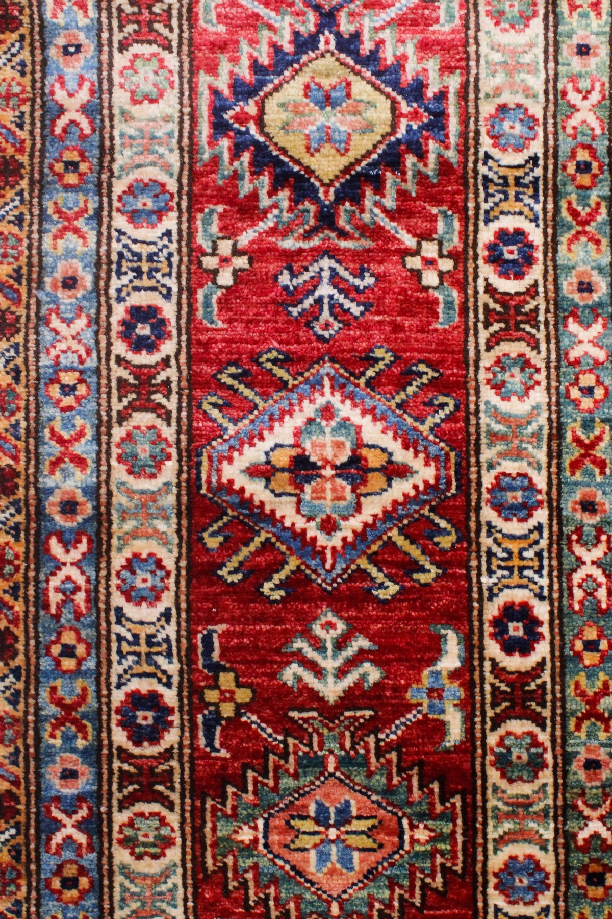 8x10 Navy and Red Kazak Tribal Rug