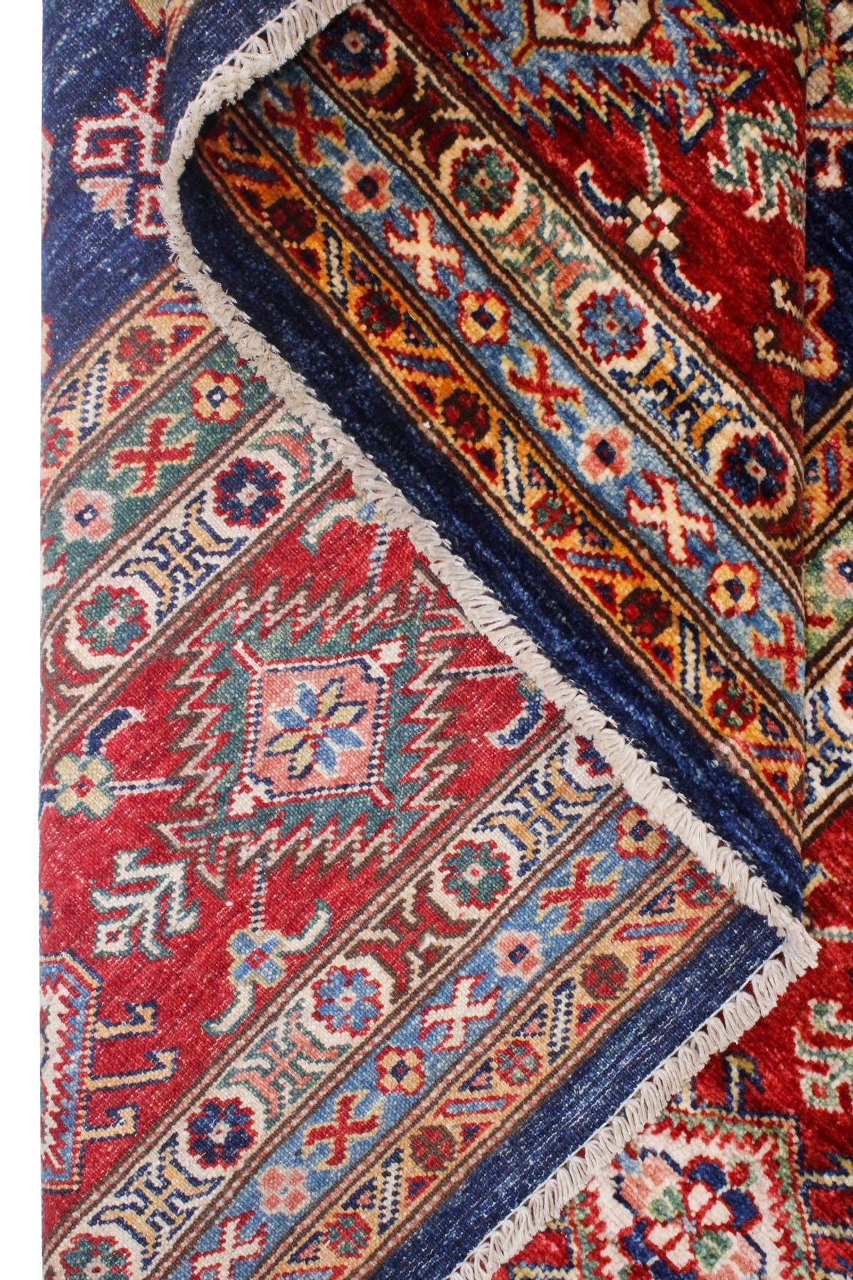 8x10 Navy and Red Kazak Tribal Rug