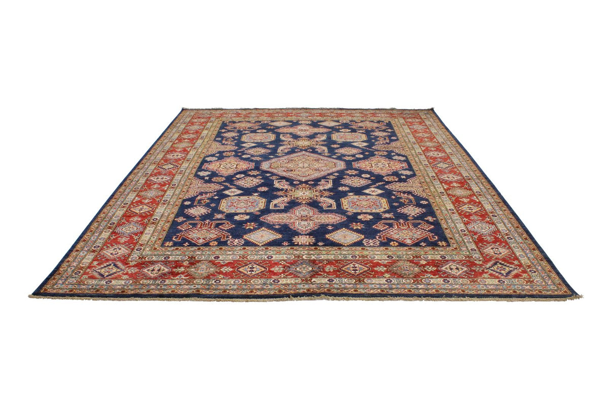 8x10 Navy and Red Kazak Tribal Rug