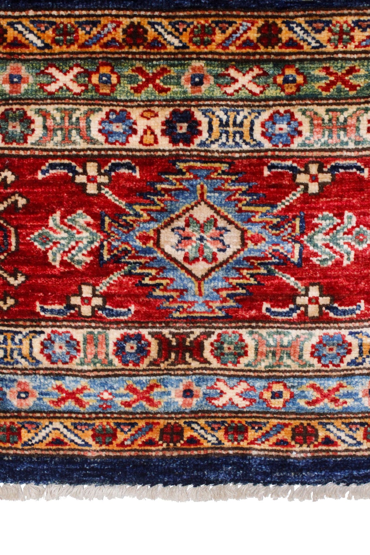 8x10 Navy and Red Kazak Tribal Rug