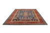 Vintage Handmade 8x10 Blue and Red Anatolian Caucasian Tribal Distressed Area Rug